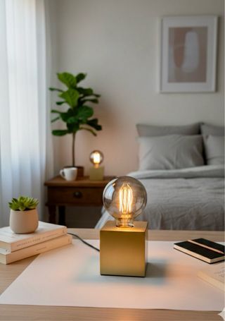Lampada da tavolo design moderno oro e vetro