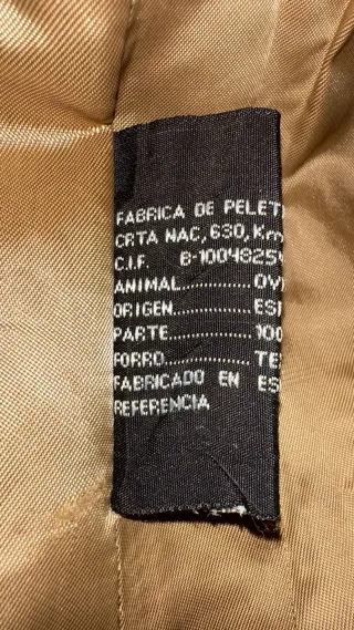 Chaqueta Piel Hervas Camel Talla 48