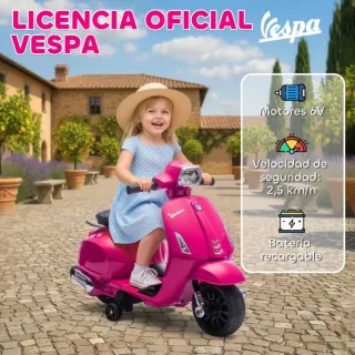 Moto Vespa Eléctrica Infantil Rosa