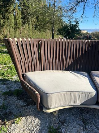 Sofá Curvo Exterior Marrón y Gris