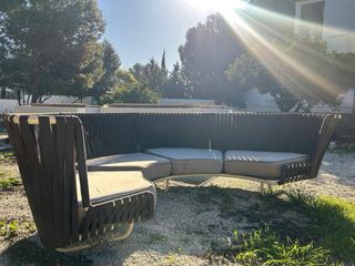 Sofá Curvo Exterior Marrón y Gris