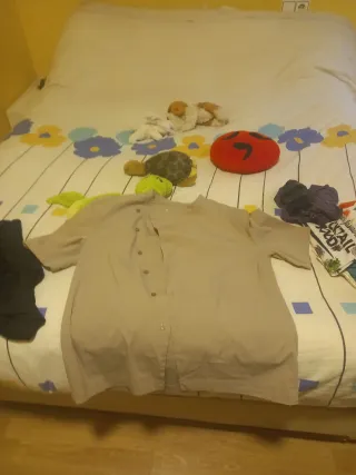 Camisa Zara Cuello Mao Beige Talla M