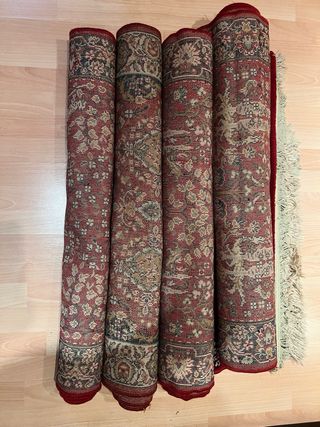 Lote 4 Tappeti in Lana Beige e Rosso