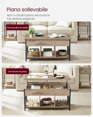 Tavolino da Salotto con Piano Sollevabile, Tavolin