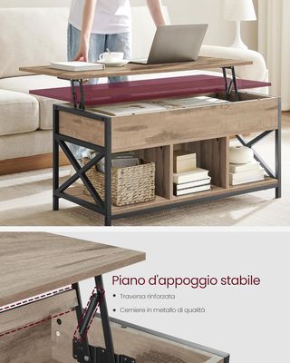 Tavolino da Salotto con Piano Sollevabile, Tavolin