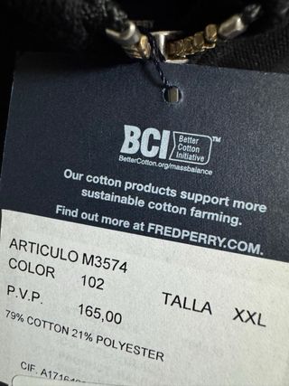 Sudadera Fred Perry Negra Media Cremallera