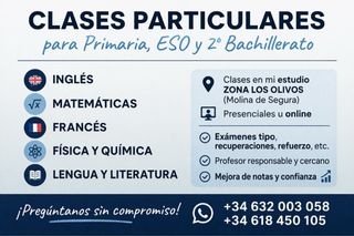 Clases particulares de PRIMARIA,ESO Y BACHILLERATO