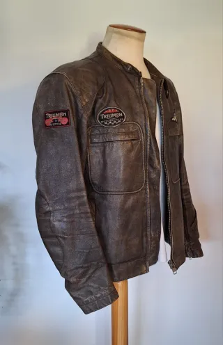 Chaqueta Biker Piel Triumph Marrón