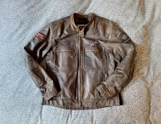 Chaqueta Biker Piel Triumph Marrón