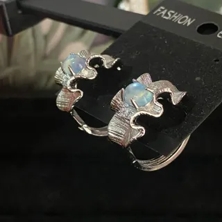 Pendientes de Aguamarina natural (anillos)