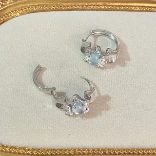 Pendientes de Aguamarina natural (anillos)