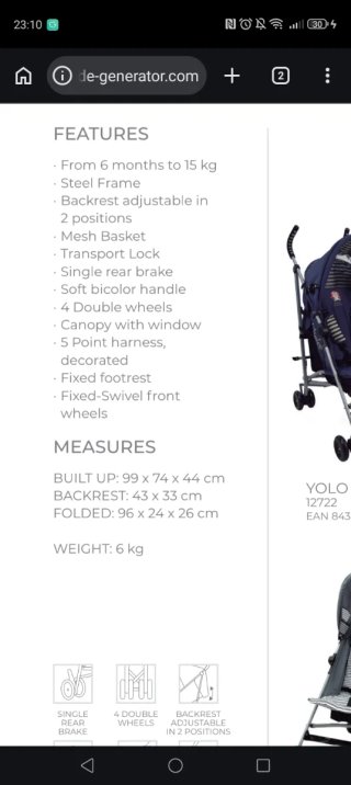 Silla de paseo plegable