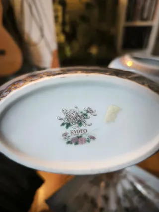 Conjunto Porcelana Jarrón Abanico