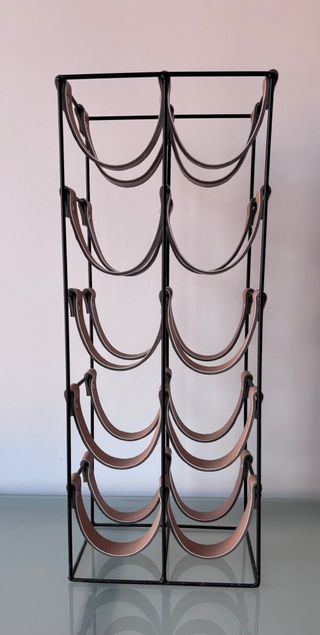 Botellero Negro y Marrón Cuero y Metal