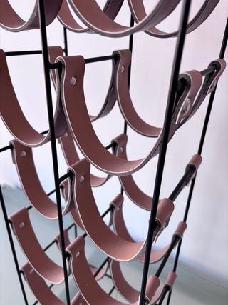 Botellero Negro y Marrón Cuero y Metal