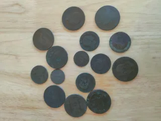 Lote 15 Monedas Cobre 1870