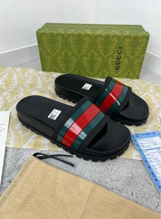 Chanclas Gucci Banda Negra Roja Verde(TODAS TALLAS