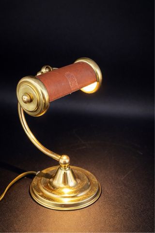 Lampada C.R.I. ottone e pelle vintage