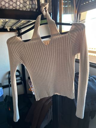 Camiseta manga larga beige talla XS