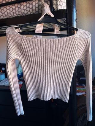 Camiseta manga larga beige talla XS