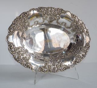 Bandeja ovalada antigua plateada