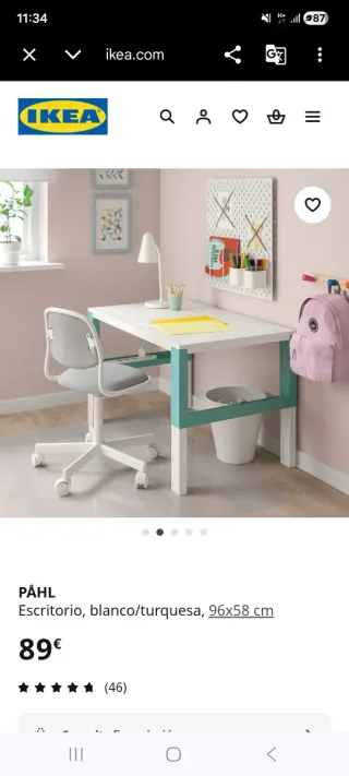 Escritorio PÅHL IKEA blanco y azul