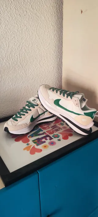 Nike Zapatillas Blancas y Verdes diseñador sacai