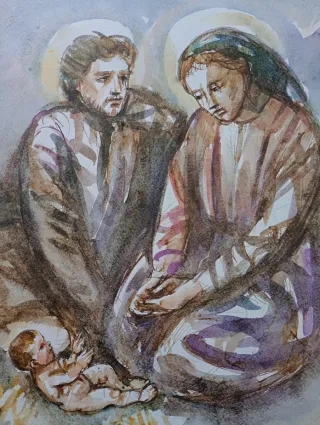 Litografia Angelo Capelli "NATIVITÀ"