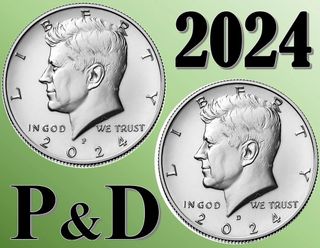 x4 monedas 2024 SC Kennedy half dollar medio dolar