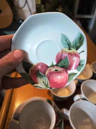 Juego tazas de té con platos porcelana pontesa