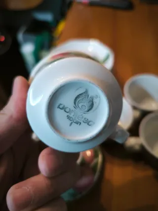 Juego tazas de té con platos porcelana pontesa