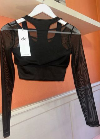 Top Alo Yoga manga larga ballet negro