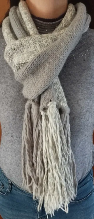 Sciarpa Enrico Coveri cotone grigio/bianco