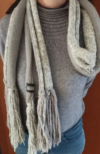 Sciarpa Enrico Coveri cotone grigio/bianco