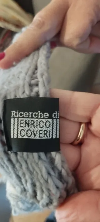 Sciarpa Enrico Coveri cotone grigio/bianco