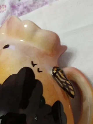 Caraffa vintage in ceramica arancione rosata