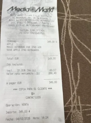 Magic Keyboard iPad Air Blanco para 13"