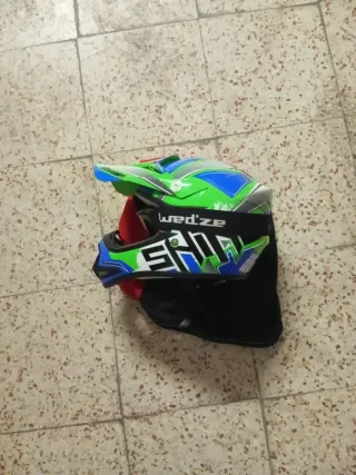 Casco Moto Motocross SHIRO Verde y Azul