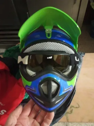 Casco Moto Motocross SHIRO Verde y Azul
