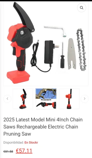 Mini motosierra eléctrica a batería