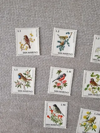 Serie francobolli San Marino uccelli