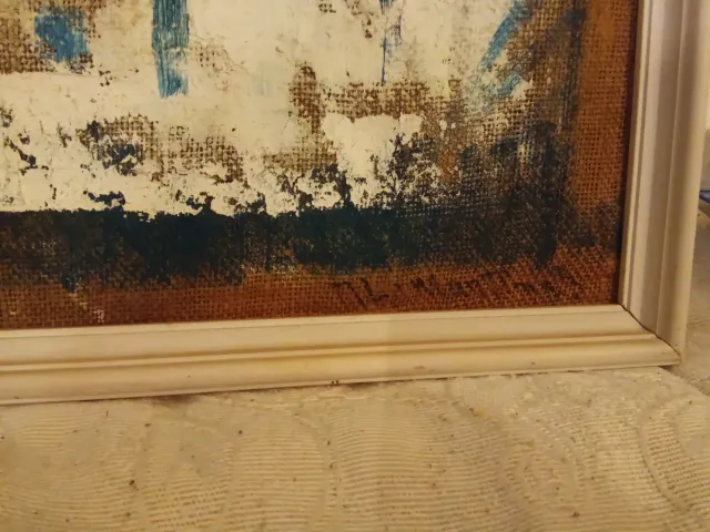 Pintura antigua sobre tela de saco