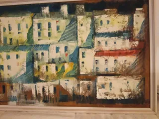 Pintura antigua sobre tela de saco