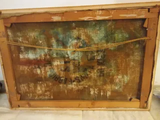 Pintura antigua sobre tela de saco