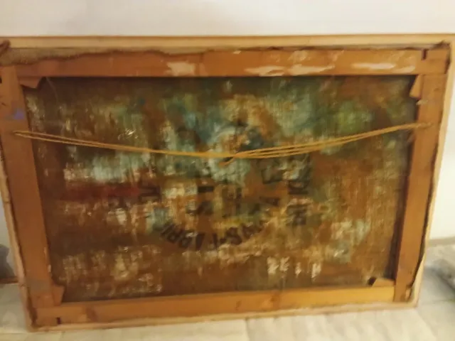 Pintura antigua sobre tela de saco