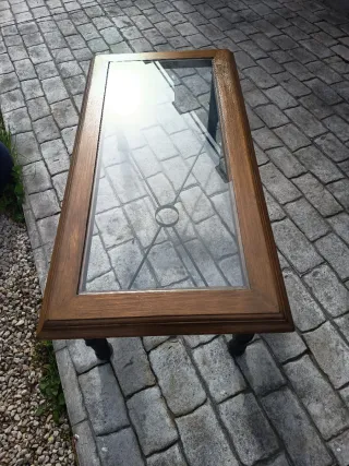 Mesa de centro cristal y madera