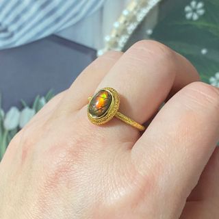 Anillo Ammolita Natural Plata