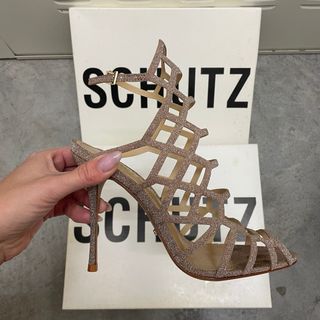 Sandalias Schutz Talla 39 Doradas Purpurina