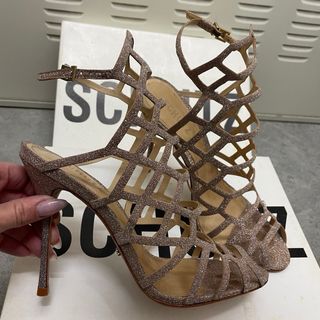 Sandalias Schutz Talla 39 Doradas Purpurina