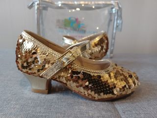 Zapatos fiesta niña lentejuelas doradas T27